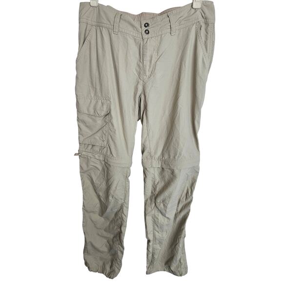 Columbia Convertible Cargo Pants Women 4R Tan Hiking Omni-Shade Lightweight - Picture 1 of 10
